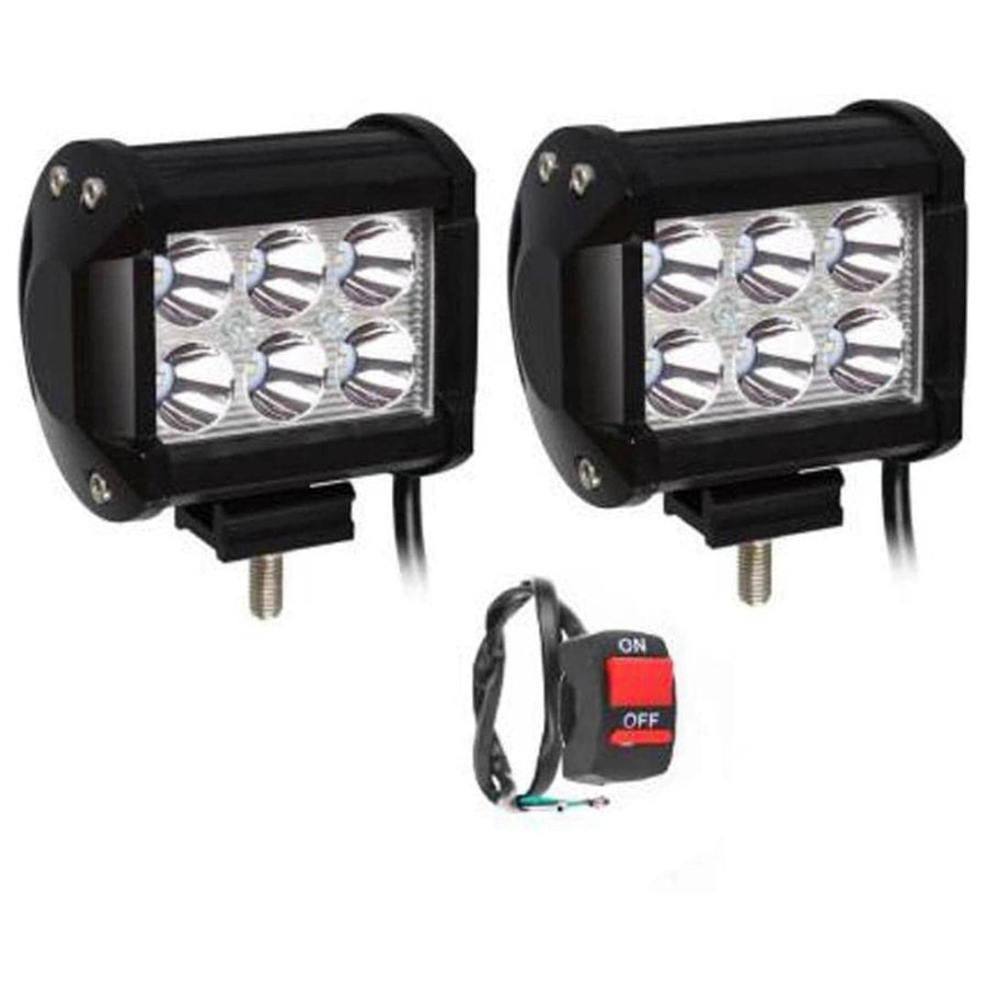 6 Led Fog Light For Cars Pack Of 2 (White) With Switch