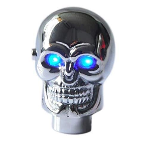 Alloy 3D Skull Head Blue Eye LED Light Car Manual Gear Shift Knob Shifter Lever