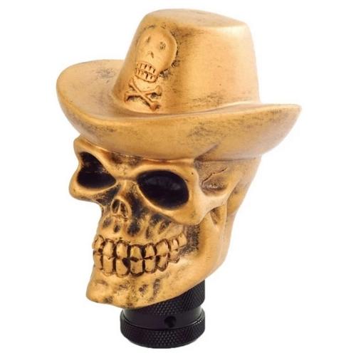 Universal Gear Shift Skull Stick Shifter Knob Head with Hat (Copper Colour)