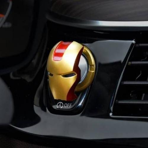 Iron Man Car Engine Start Stop Alloy Button Ignition Protective Cover Anti-Scratch Universal (Golden)