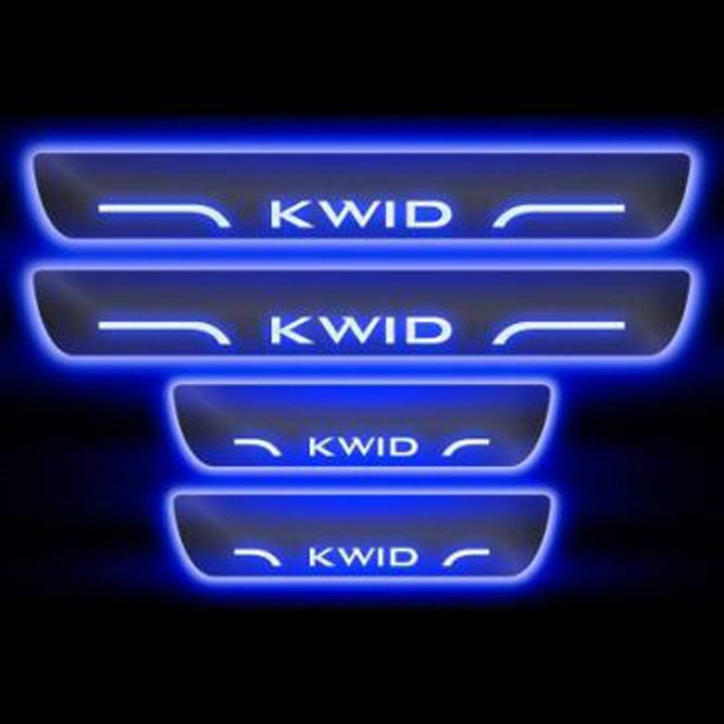 Car Door LED Foot Step Sill Plate for Renault KWID Blue 4 Set For All Foot Step