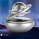 Metal Car Double Loop Solar Fragrance Double Ring with Glass Ball Rotating Car Aromatherapy (Crystal Silver)