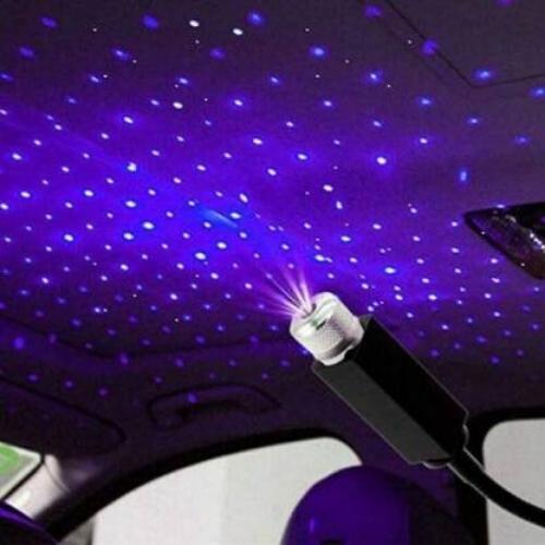 Roof Star Projector Lights, USB Portable Adjustable Flexible Interior Car Night Lamp Decorations with Romantic Galaxy Atmosphere (BLUE)