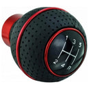 Universal Shifter Knob Car Leather Gear Head Stick Shift Knob 5 Speed (Red Line)