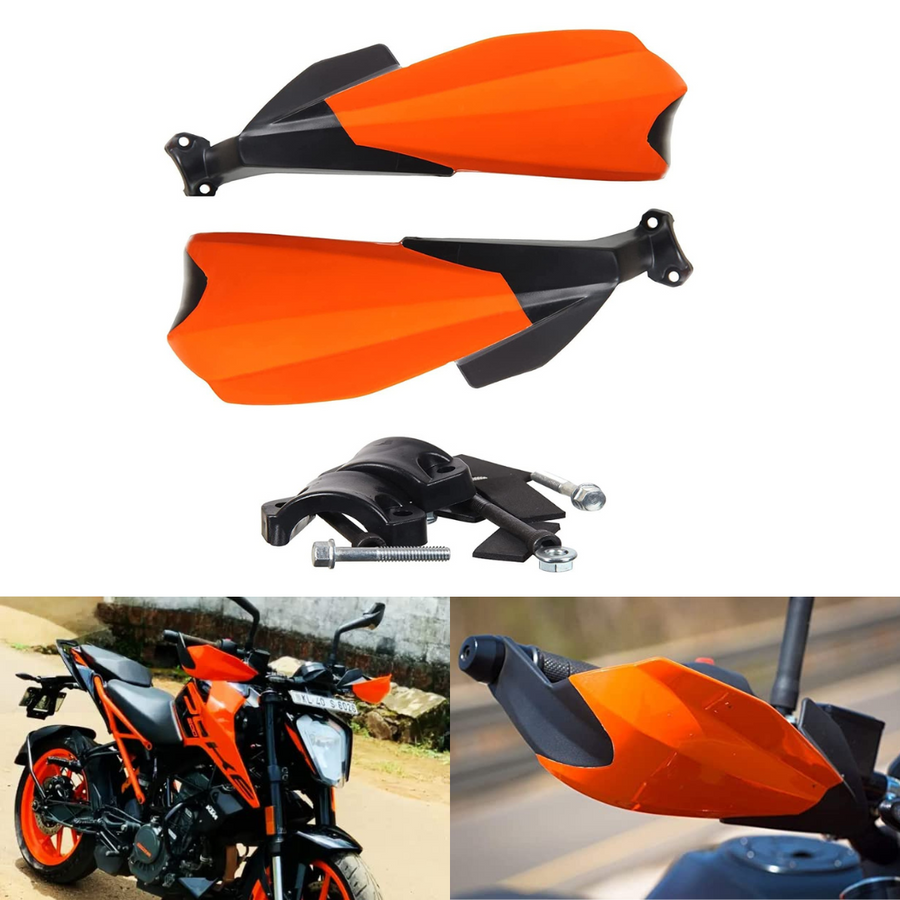 Universal Hand Guard Brake / Clutch Lever Guard Protector / Wind Deflector for All Bikes (Pack of 2) (Orange)