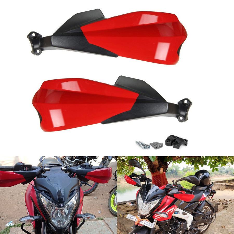 Universal Hand Guard Brake / Clutch Lever Guard Protector / Wind Deflector for All Bikes (Pack of 2) (Red)