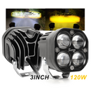 4 LED Fog Light Super Bright Spot Flood Beam Driving Lamp for Motorcycle Cars Bikes & SUV (120W, White Light, 2 Pc)
