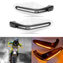 2pc Universal Motorcycle Hand Guard / Brake, Clutch Lever Guard / Wind Deflector with DRL LED Light for All Bikes (White)