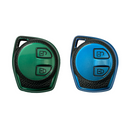 TPU Key Cover Compitable with Swift | baleno | Ertiga | Wagonr | Celerio | Swift Dzire | Alto | Eeco | Brezza | S Presso | Ignis | K10 2 Button Remote Key (Black/Blue & Black/Green Carbon 2 pc)