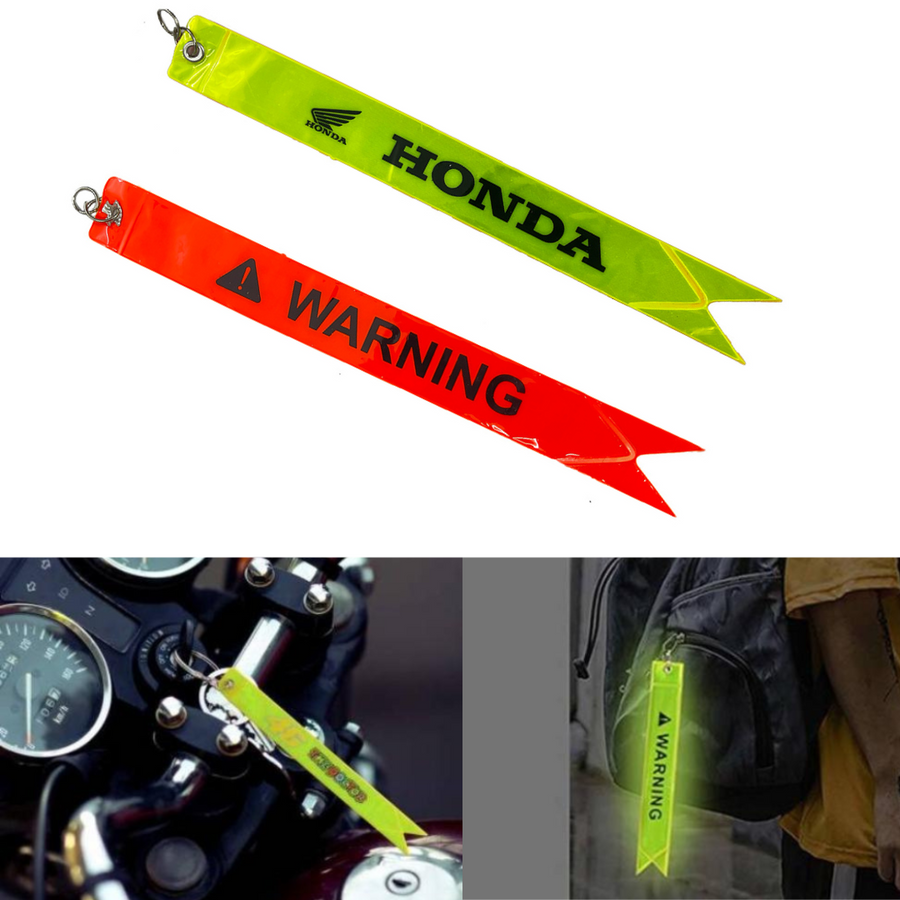 Safety Tag/Warning tag Fluorescent Reflector in Night Glow Like LED Light Fashion Modification Hanging Tie Ribbon Twin for Car & Bike Honda