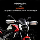 2pc Universal Motorcycle Hand Guard / Brake, Clutch Lever Guard / Wind Deflector with DRL LED Light for All Bikes (White)